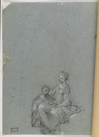 K III 020 verso
<br/>
Zittende vrouw en staand kind
<br/>
<em>Goltzius, Hendrick (1558-1617)</em>